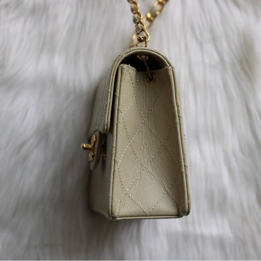 Chanel Vintage Caviar Beige Mini Square with 24K GHW - Picture 3 of 17
